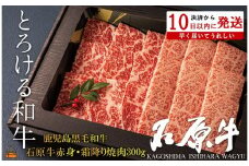 2248 世界が絶賛した“とろける和牛”幻の石原牛 赤身・霜降り食べ比べ焼肉300g ( 鹿児島黒毛和牛 ブランド牛 牛肉 ビーフ こだわり プレミアム オメガ３脂肪酸 贈答 ギフト 徳之島 奄美 鹿児島 美味しい 赤身 霜降り 脂身 ステーキ 焼肉 BBQ 世界基準 石原PRO 決済後10日以内発送 )