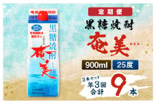 【年3回定期便】 黒糖 焼酎 奄美 900ml×3本セット 25度 3本×3回 合計9本 パック 糖質0【4ヶ月ごとに発送】 お酒 アルコール 鹿児島 AG-87-N