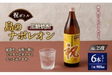 【鹿児島県天城町】奄美黒糖焼酎 島のナポレオン 祝いボトル 900ml×6本セット 黒糖 焼酎 酒 記念 祝い