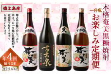 奄美酒類 本格 黒糖焼酎 お楽しみ 定期便 2本×4回 1800ml 一升瓶 瓶 AG-110-N