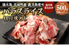 徳之島 天城町産 鹿児島育ち 鹿児島黒毛和牛切り落とし(500g)