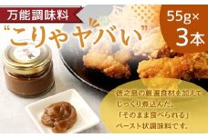 徳之島 天城町 万能調味料 ”こりゃやばい” 55g × 3個 計165g ペースト 旨味 調味料 ペースト状調味料 料理 オリーブオイル にんにく キハダマグロ 九州 鹿児島県