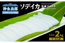 冷凍保存OK！エメラルドブルーの美しい海で育ったおいしいソデイカ冷凍ブロック2キロ （7～8人前）！　W022-030u