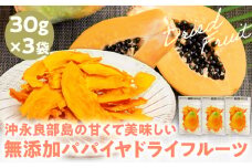【先行受付】沖永良部島の甘くて美味しい無添加ドライフルーツ（パパイヤ）30g×3袋　W051-007u