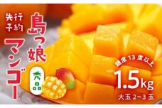 与論島産　島っ娘マンゴー（秀品) 1.5キロ　大玉サイズ2～3玉　糖度13度以上【先行予約：2025年7月上旬以降発送】| 果物 フルーツ マンゴー 1.5kg 人気 甘い おすすめ おすすめフルーツ 期間限定 鹿児島県 与論町