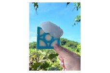 シルクさふんOKINAWA　花ブロック石けん（水色）　1個