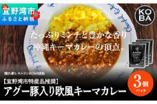 【宜野湾市特産品推奨】アグー豚入りキーマカレー 3パック入（隠れ家レストラン　KOBAがお届け）