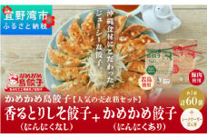 かめかめ島餃子の【人気の売れ筋セット】餃子60個 | 香るとりしそ餃子(若鶏・にんにくなし) かめかめ餃子(豚肉・にんにくあり) | 包みたて 工場直売 餃子 シママース やんばる若鶏 | 簡単調理 手軽 | 豚肉 鶏肉 出汁 しそ 沖縄 お取り寄せ グルメ