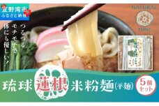 湧水栽培！琉球蓮根の米粉麺 (128g) 平麺 5個セット 国産 [ 小麦不使用 グルテンフリー 無添加 化学調味料不使用 ベジタリアン ヴィーガン ] | NATURAL TONE | めん 生麺 万能麺 和食 洋食 中華 和洋中 | 健康志向 健康サポート アレルギー対応 糖質 ダイエット 食物繊維豊富 | れんこん レンコン 蓮根パワー | 沖縄県 宜野湾市 送料無料