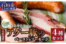 石垣島産 やえやまファームのアグ―豚（南ぬ豚）ベーコン・ソーセージセット E-2-1