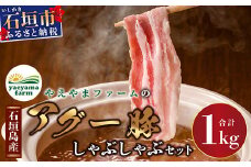 石垣島産 やえやまファームのアグ―豚（南ぬ豚）しゃぶしゃぶセット1kg 【 ロース バラ 豚肉 豚しゃぶ 南ぬ豚 アグー豚 しゃぶしゃぶ 石垣 石垣島 沖縄 八重山 】E-10-1 