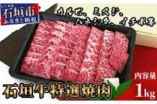 M-9 石垣牛特選焼肉1kg（砂川冷凍総合食品）