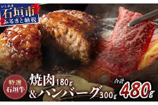 ≪特選≫ 石垣牛100% ハンバーグ (100g×3個) ＆ ≪特選≫ 石垣牛 元卸のお任せ焼肉 (180g) セット（八重山パーツミート）I-17-1