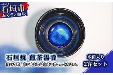 石垣焼 煎茶湯呑 2点セット（木箱入り） Y-13-1