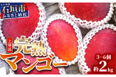 【先行予約】石垣島産 完熟マンゴー 約2kg エコ箱入り（3～6個入り）2025年6月末〜7月下旬発送 SI-32