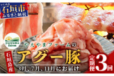 【3回定期便】石垣島産 やえやまファームのアグー豚の 3回定期便（3月、7月、11月お届け）｜南ぬ豚 アグー豚 焼肉 食べ比べ 豚肉 石垣 石垣島 沖縄 八重山 やえやまファーム  E-30-1