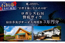 ロガシス石垣野底ヴィラ 宿泊及びサービス利用券３万円分【沖縄県 石垣島 宿泊券 アクティビティ 四輪バギー カヤック BBQ リゾート ホテル 旅 旅行 観光】LG-1
