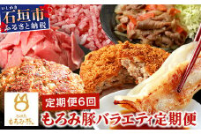 【6回定期便】もろみ豚 バラエティ定期便 | 沖縄 石垣 6ヵ月 精肉 細切れ こま切れ 小間切れ 切り落とし ミンチ ハンバーグ メンチカツ 餃子 豚肉 肉 惣菜 総菜 頒布会 もろみ みそ漬け 味噌漬け おかず AH-22-1