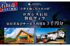ロガシス石垣野底ヴィラ 宿泊及びサービス利用券３千円分【沖縄県 石垣島 宿泊券 アクティビティ 四輪バギー カヤック BBQ 国内旅行 リゾート ホテル 旅 旅行 宿泊補助券 観光】LG-4