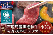 石垣島産 黒毛和牛 新里牛 【特選】赤身・カルビ焼肉ミックス(400g×1袋)【 焼肉 特選 カルビ 赤身 牛肉 和牛 バーベキュー BBQ 石垣 石垣島 沖縄 八重山 】SZ-16