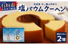 石垣島 やし屋手作り 石垣の塩 バウムクーヘン　直径15cm以上×2箱【 沖縄県 石垣市 石垣島 石垣の塩 菓子 バウムクーヘン さとうきび 】YA-2