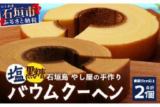 石垣島 やし屋手作り
石垣の塩バウムクーヘン×1箱 ＆ 黒糖バウムクーヘン×1箱（合計2箱）【 沖縄県 石垣市 石垣島 石垣の塩 菓子 バウムクーヘン さとうきび 黒糖 】YA-3
