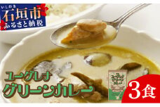 石垣島 ユーグレナグリーンカレー 3袋(200g×3) | 石垣島名物 カレー 長命草 レトルト 人気 便利 グリーンカレー curry 鶏もも なす たけのこ KB-189
