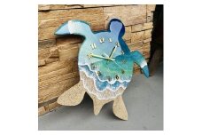 海アート　レジンアート時計　海亀（ホヌ）～幸せを運ぶ海の守り神～【 沖縄 石垣島 オリジナル レジン アート 時計 亀 プレゼント 海 】CC-1