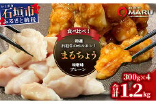 希少な特選石垣牛のホルモンをご家庭で！！マルチョウ300g×4パック 秘伝の味噌味とプレーンの食べ比べセット【 沖縄 石垣 和牛 石垣牛 希少 特選 肉 味噌 みそ 味付 ホルモン マルチョウ 冷凍 小分け 】IM-19