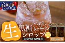 【先行受付】<2025年10月～12月順次発送> 皮まで食べられる!? 果肉入り黒糖レモン生シロップ120ml×2本 | 沖縄 石垣 黒糖 波照間 青切り レモン マイヤー メイヤー 果肉 生 シロップ | TF-48
