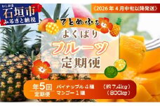 《2026年4月中旬以降発送》島のおいしいを贅沢に！大満足のパイナップル4種と最高糖度20度⁉完熟マンゴーの定期便　年5回に分けてお送りします