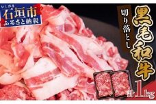 【2026年3月発送】担当者イチオシ!! 石垣島産《黒毛和牛》切り落とし 1kg （500g×2） | お肉 肉 牛肉 冷凍 和牛 牛肉 冷凍  人気 おすすめ 国産 国産牛 小分け 八重山食肉センター  YC-4-03