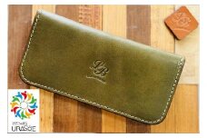 【レザーベース】ロングウォレット（グリーン）|沖縄県　浦添市　栃木レザー 財布 革製品 革小物 レザー おしゃれ ビジネス ギフト 贈り物 日用品 人気 おすすめ 送料無料