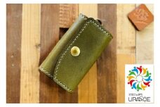 【レザーベース】キーケース（グリーン）|沖縄県　浦添市　栃木レザー 5連結2重キーリング 革製品 革小物 レザー おしゃれ ビジネス ギフト 贈り物 日用品 人気 おすすめ 送料無料