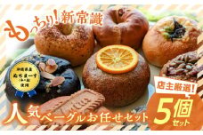 当店おススメ！人気ベーグル5点 お任せセット ベーグル詰め合わせ お取り寄せ 冷凍 パン セット 沖縄市 / Pinebook Bagel+ [BCBI001]