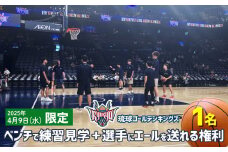 【2025年4月9日(水)】琉球ゴールデンキングスベンチで練習を見られる＋選手にエールを送れる権利 バスケ バスケットボール トレーニング 見学 貴重 体験 応援 ファン イベント 限定 思い出 記念 お祝い スポーツ ご褒美 沖縄アリーナ キングス 人気 沖縄県 沖縄