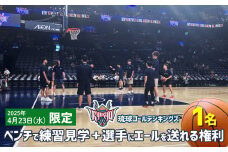 【2025年4月23日(水)】琉球ゴールデンキングスベンチで練習を見られる＋選手にエールを送れる権利 バスケ バスケットボール トレーニング 見学 貴重 体験 応援 ファン イベント 限定 思い出 記念 お祝い スポーツ ご褒美 沖縄アリーナ キングス 人気 沖縄県 沖縄
