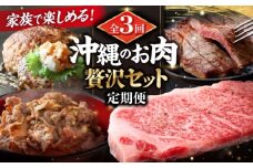 【全3回定期便】家族で満喫！沖縄のお肉贅沢セット【沖縄市】ハンバーグ あぐー 石垣牛 ステーキ 焼肉 冷凍 ギフト お取り寄せ 沖縄市 / お肉屋本店 / 肉のサブロー [BCZZ033]