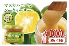 マヌカハニー＆沖縄県産シークワーサー 50g×2個｜はちみつ ハチミツ 蜂蜜 マヌカハニー シークワーサー ビタミン お土産 ギフト プレゼント お祝い 人気 沖縄 沖縄県 豊見城市(DK005)