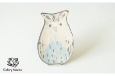 【沖縄のかわいい器】土の種のミミズク皿　みずいろ