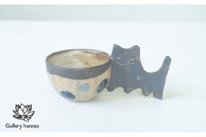 【沖縄のかわいい器】土の種のネコカップ　ブロンズ