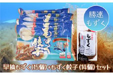 早摘みもずく（15袋）＆もずく餃子（12個入×14袋）セット【勝連漁業協同組合】