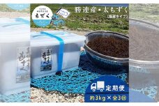 【嘉保水産】【定期便】勝連産・太もずく　3か月連続お届け（約3kg・塩蔵タイプ）