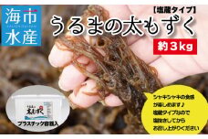 海市水産から直送する「うるまの太もずく約3kg【塩蔵】」沖縄もずく