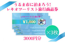 【うるま市に泊まろう！】レキオツーリスト旅行商品券　3.000円分