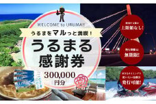 うるまをマルっと満喫！うるまる感謝券　300000円分　うるま市内のいろんなお店で使えます　発行の期限無し　来年でも再来年でもいつまででも使えます　宿泊　ショッピング　食事　体験　選べる金額　3000円　15000円　30000円　150000円　300000円　迷ったらこれ　　観光　海中道路　ぬちまーす　ホテルレストラン