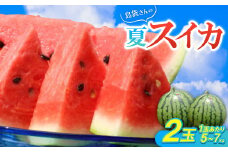 ＜2025年8月中旬から順次発送＞島袋さんの夏スイカ大玉 2玉(1玉5.0～7.0kg)【1628650】