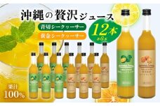 沖縄の贅沢ジュース 12本 ＜青切シークヮサー・黄金シークヮサー 各6本＞ KS1010 青切り 黄金 くがに シークヮーサー 熱中症対策 ノビレチン ストレート 調味料 ジュース 飲み物 お取り寄せ お土産 ドレッシング 果物 くだもの ご当地 やんばる 調理 トロピカル 南国