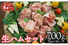 【美ら島あぐー】　生ハムセット　700g　【70g×10パック】 あぐー 生ハム 沖縄 大宜味村 豚肉 小分け 国産 おつまみ こだわり ぶた アグー 加工品 おいしい 美味しい 取り寄せ おきなわ ハム 冷凍 まろやか 旨味
