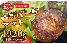 【3ヵ月定期便】【美ら島あぐー】ハンバーグ4個入り1920g（480g×4パック） 合計16個 あぐー 黄金比率 沖縄 大宜味村 豚肉 小分け 国産 おつまみ こだわり ぶた アグー 加工品 おいしい 美味しい 取り寄せ 肉 豚 冷凍 まろやか 旨味